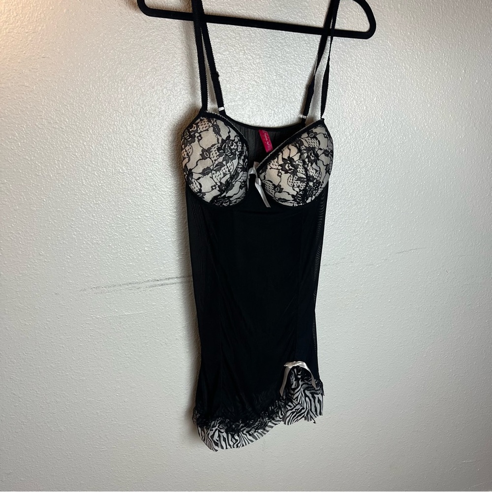 Pucker up Y2K zebra print baby doll grunge Emo slip dress